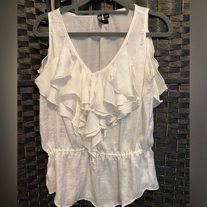 White Sleeveless Ruffle Top